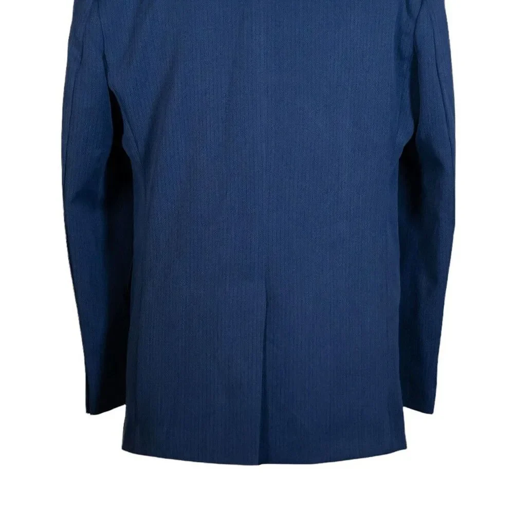 Mens Blazer Blue Striped 100% Cotton Casual Formal Jacket Wedding Sport Coat 42R - Picture 7 of 7